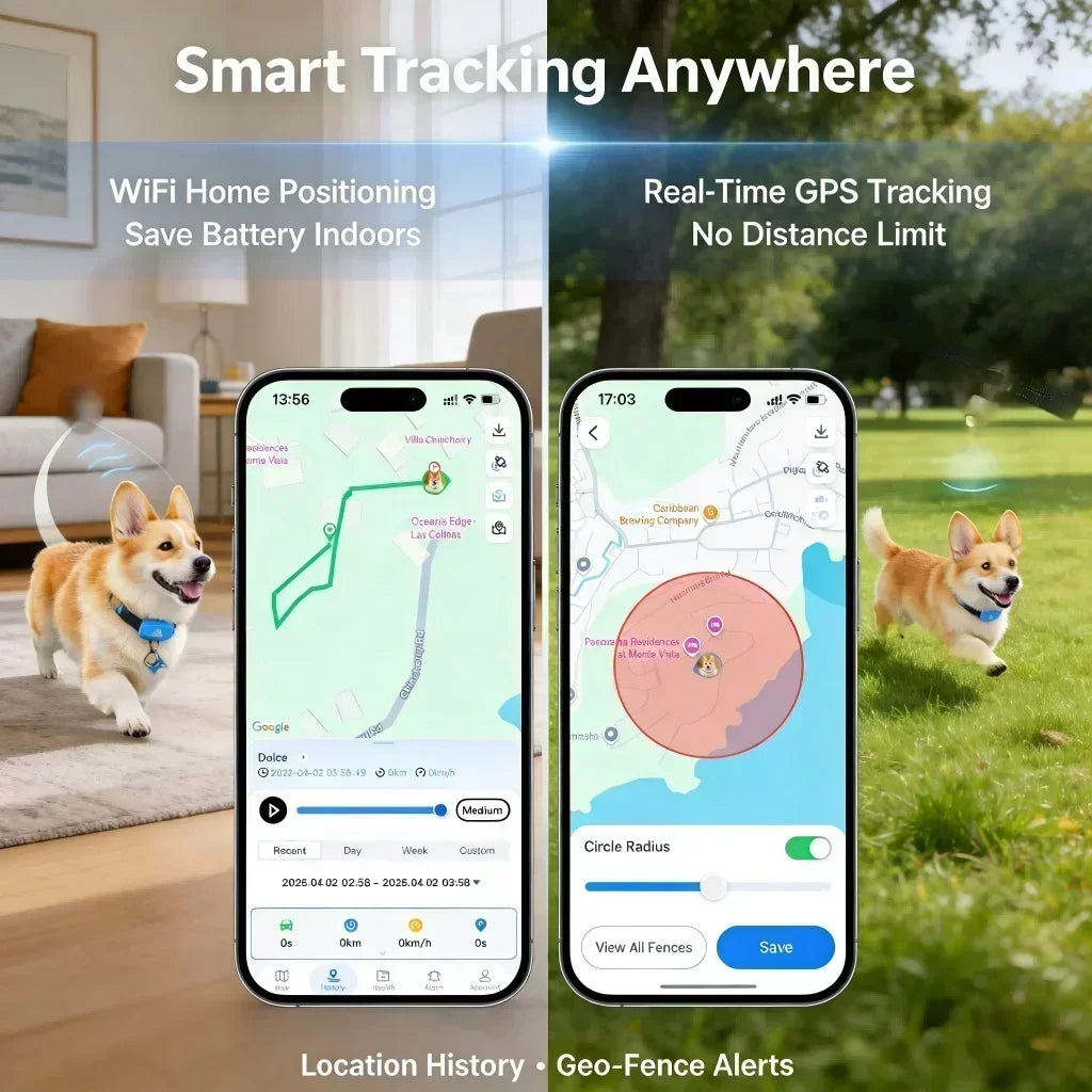 WANWAYTECH GPS Pet Tracker 4G Dogs Cats Real Time Tracking IP67 Waterproof