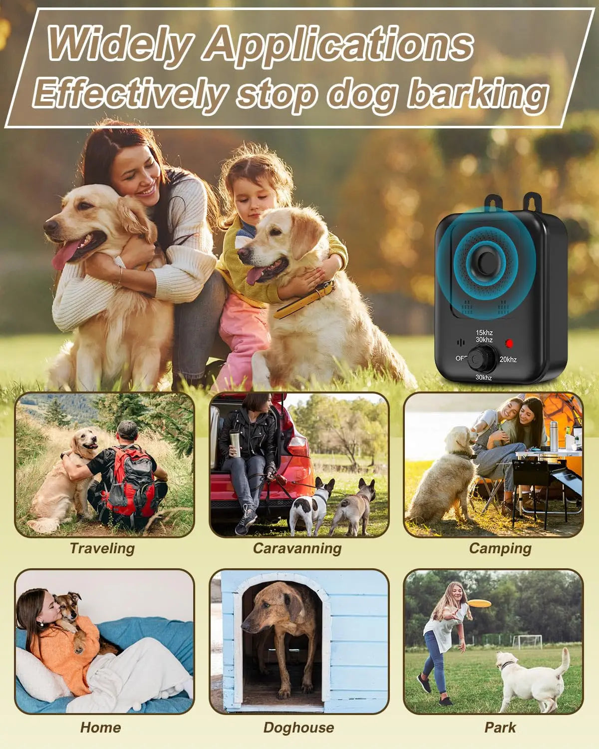 Pet Automatic Anti-Barking Device-Control Barking-Rechargeable-Ultrasonic Dog Barking Deterrent Device-Outdoor/Indoor-Training