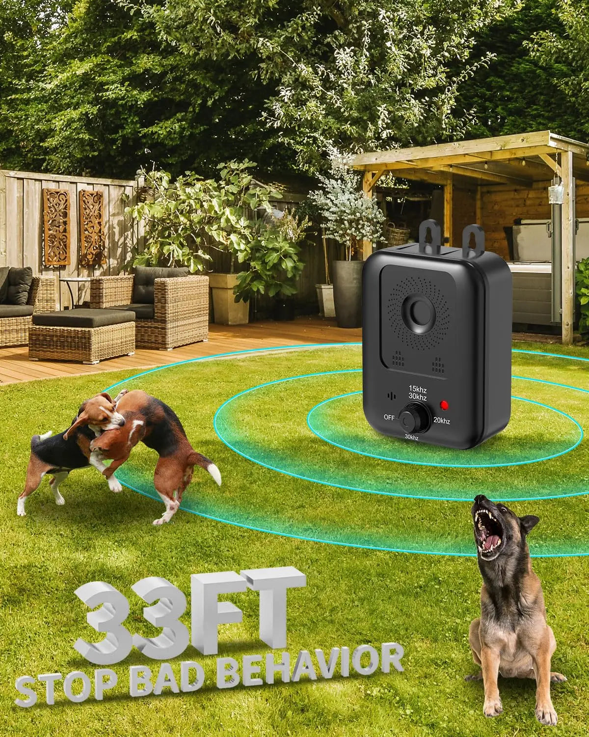 Pet Automatic Anti-Barking Device-Control Barking-Rechargeable-Ultrasonic Dog Barking Deterrent Device-Outdoor/Indoor-Training