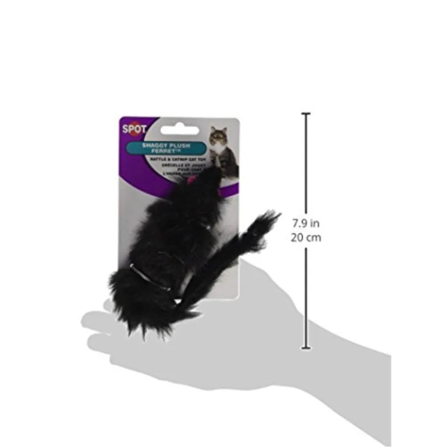 Shaggy Plush Ferret Interactive Rattle and Catnip Fuzzy Toy for Indoor Cats and Kittens Large Size 11 Inches Perfect for Pounci
