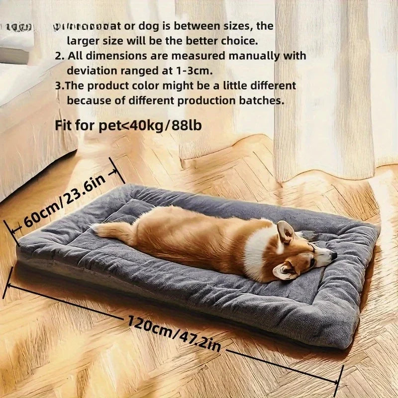 Plush Dog Bed Mat - Soft Washable Cushion for Small to Large Dogs